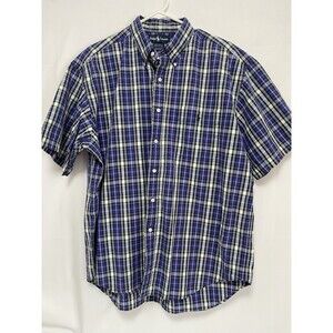 Ralph Lauren Mens Purple Plaid Short Sleeve Button Shirt Bartlett Fit XL Cotton‎